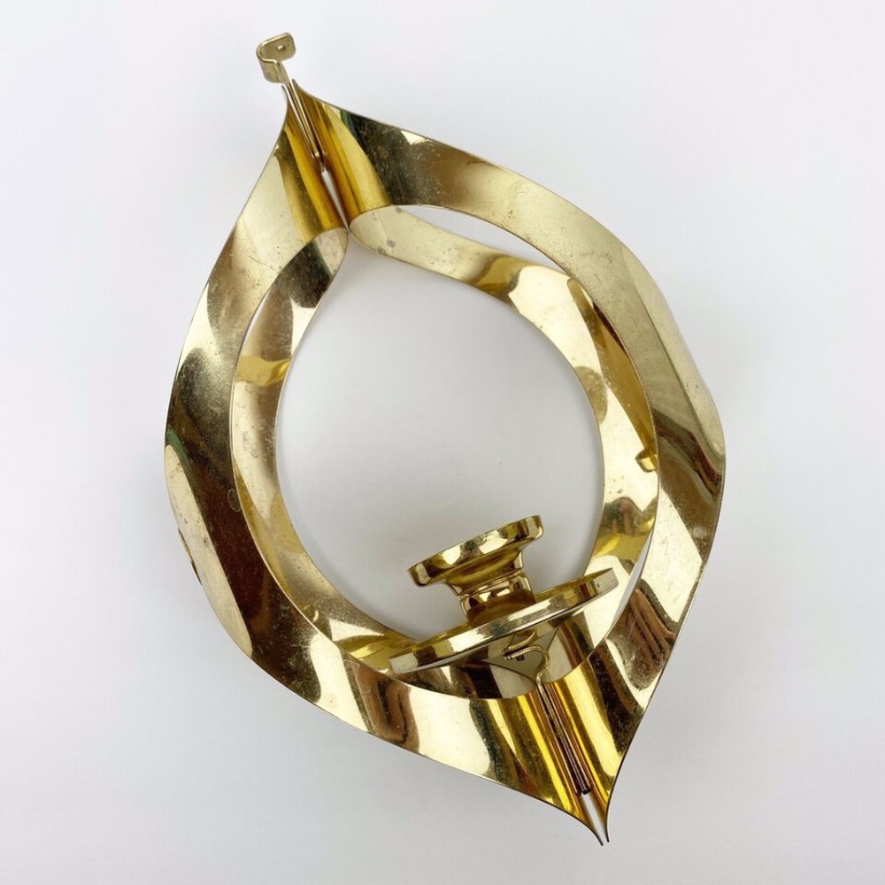 Vintage 60s Mascot Atomic Brass Hanging Candle Holder MCM Mid Century Retro Gold